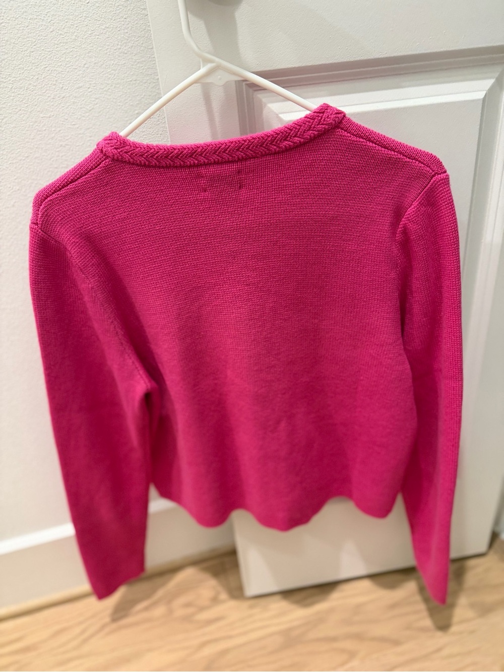 J. Crew Hot Pink Braided-Trim Button Cardigan - Picture 3 of 3